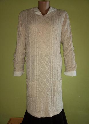 Вязанный свитер- платье  в косы 52,54р5 фото