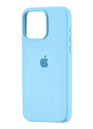 Чехол силиконовый full cover для iphone 15 pro max защита камеры противоударный голубой