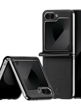 Чехол-книжка dux ducis для samsung galaxy flip 6 f741 pc pu черный с защитой от ударов