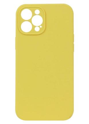 Чехол силиконовый full case для iphone 12 pro max с защитой камеры микрофибра желтый