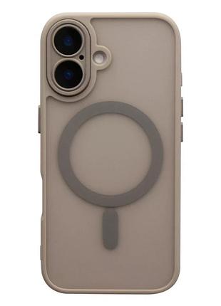 Чехол tpu pc magnetic matte для iphone 16 с magsafe защита камеры серый