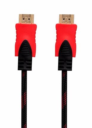 Кабель hdmi 1.4v 3м черно-красный тканевый для передачи звука с переходниками hdmi micro hdmi mini hdmi