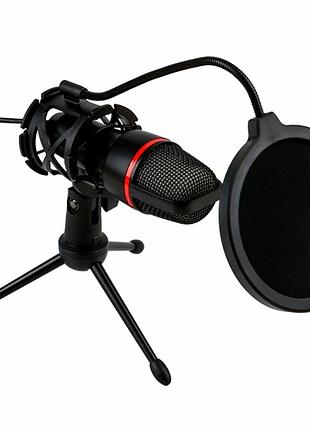 Мікрофон настільний me4-rgb чорний usb з попфільтром і rgb-підсвіткою для стриму