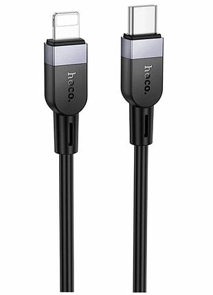 Кабель usb type-c to lightning 27 w 3 м чорний hoco x109 силіконовий для заряджання iphone ipad
