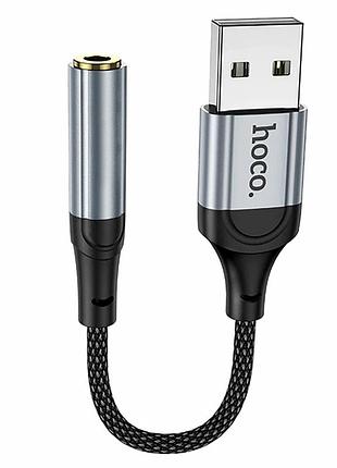 Переходник hoco ls36 usb to aux 3.5mm female 12см черный с поддержкой микрофона и управления