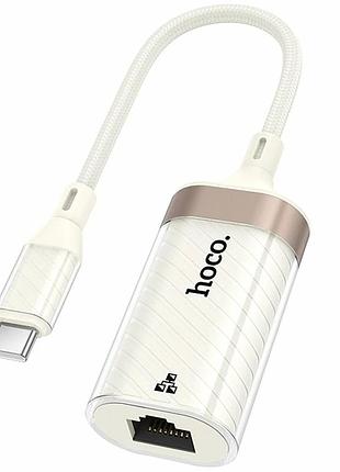 Переходник type-c to ethernet 100 mbps абрикосовый hoco ua41b компактный 65x23x15 мм