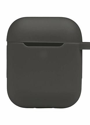 Футляр силиконовый с карабином для airpods 1 2 цвет тёмно-серый размер 80x90x30 мм материал силикон
