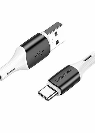 Кабель usb type-c 3a 1 м силіконовий чорний для заряджання та синхронізації borofone bx79