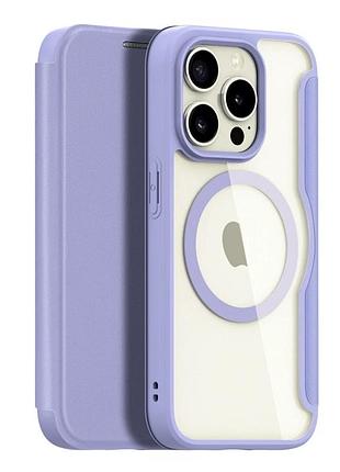 Чохол-книжка dux ducis skin x pro з magsafe для iphone 15 pro max tpu і pc фіолетовий із захистом камери