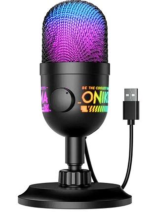 Конденсаторний мікрофон onikuma m930 black 14 мм 48 кгц usb type-c для стримінгу та запису голосу