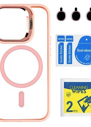Чохол tpu pc з magsafe для iphone 14 pro захист камери рожевий