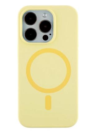 Чохол силіконовий glow silicone case з magsafe для iphone 14 pro max захисний жовтий