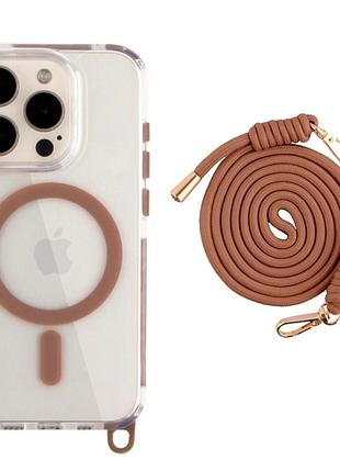 Чехол tpu+pc lanyardcase с magsafe для iphone 15 pro max защита камеры desert gold
