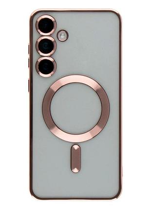 Чехол tpu metallic full camera с magsafe для samsung galaxy s24 5g защитный розовый