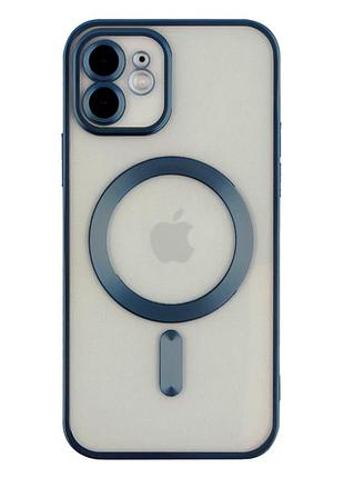 Чохол tpu metallic chrome full camera з magsafe для iphone 12 захисний із посиленими кутами темно-синій