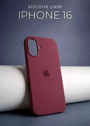 Чохол силіконовий silicone case full size для iphone 16 з мікрофіброю всередині plum