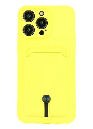 Чохол tpu colorfull pocket card для iphone 14 pro max з мікрофіброю всередині жовтий