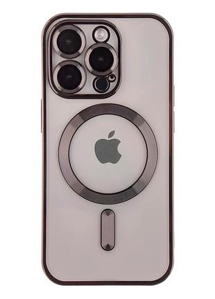 Чохол tpu metallic full camera з magsafe для iphone 15 pro max чорний захист камери