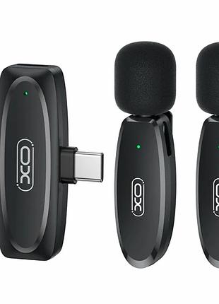 Бездротовий петличний мікрофон xo mkf010 2 мікрофони type-c чорний для запису контенту