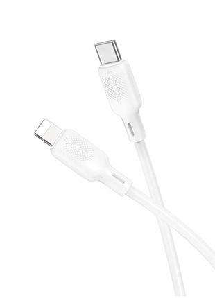 Кабель usb type-c to lightning 27 w 1 м 3 а силіконовий білий borofone bx113