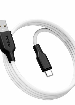 Кабель usb type-c 3a 1 м для швидкого заряджання та передавання даних ridea ai-21 біло-чорний