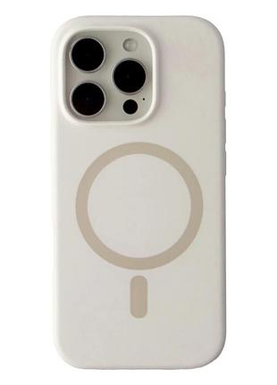 Чехол силиконовый glow silicone case с magsafe для iphone 16 pro max белый с микрофиброй внутри