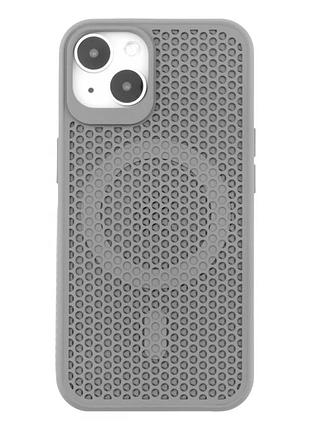 Чехол tpu+pc aerocool с magsafe для iphone 14 серый противоударный с защитой камеры
