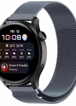 Ремешок универсальный 20 мм миланское плетение магнитная застежка для samsung amazfit huawei серый