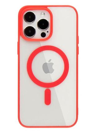Чехол tpu color с magsafe для iphone 13 pro max красный противоударный с защитой камеры