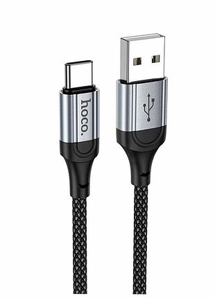 Кабель usb type-c 3a 1 м чорний нейлонове обплетення hoco x102 для заряджання та синхронізації