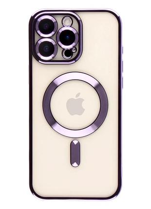 Чехол tpu metallic full camera с magsafe для iphone 16 pro защитный темно-фиолетовый