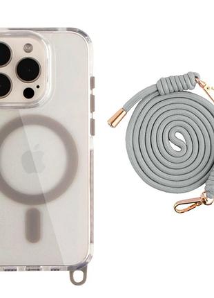 Чехол tpu+pc lanyardcase с magsafe для iphone 15 pro противоударный серый titanium grey