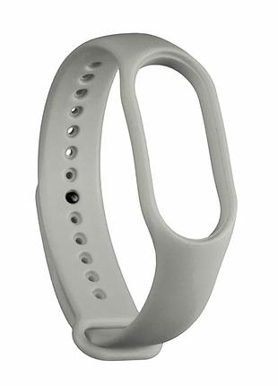 Ремешок силиконовый серый для xiaomi mi band 5 6 7 с застежкой pin-and-tuck