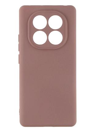 Чехол силиконовый full case для xiaomi redmi note 14 pro 4g с защитой камеры микрофибра 19.pink sand
