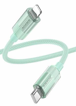 Кабель usb borofone bu44 type-c to lightning 27 w 1.2 м зелений із нейлону для заряджання iphone ipad