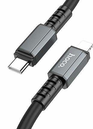 Кабель usb type-c to lightning 1м 20 вт 2.4 а чорний hoco x85 метал і пластик