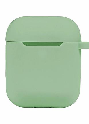 Футляр силиконовый с карабином для airpods 1 2 цвет мятный