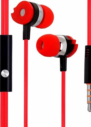 Вакуумные наушники celebrat d1 с микрофоном 3.5 мм плоский кабель красные для смартфонов и плееров