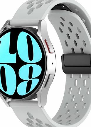 Ремешок 22 мм силиконовый с магнитной застёжкой для смарт часов samsung amazfit huawei серый