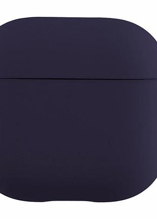 Футляр силиконовый с микрофиброй для airpods 3 цвет темно-синий с карабином