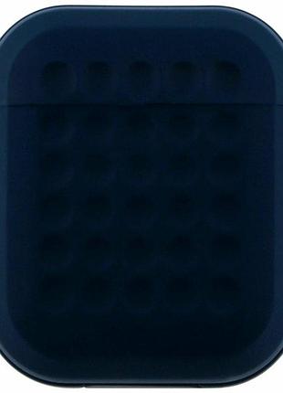 Футляр силиконовый с карабином для airpods 1 2 navy blue защита от повреждений пыли и царапин