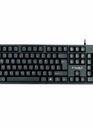 Клавиатура мембранная 104 клавиши usb 1 3 м черный abs пластик для работы и учебы twolf t15
