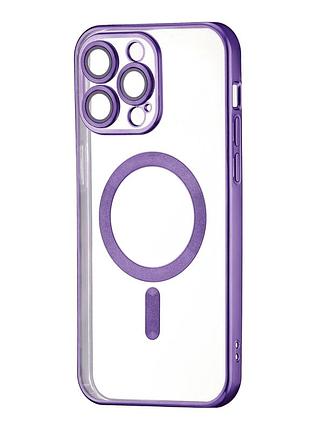 Чехол силиконовый ductil metallic edge с magsafe для iphone 13 pro max защита камеры фиолетовый