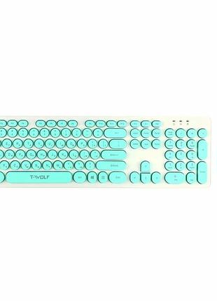 Бездротовий комплект клавіатура та миша twolf tf770 блакитний abs пластик 104 кнопки usb адаптер 2.4ghz