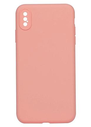 Чехол силиконовый full case для iphone xs max защита камеры с микрофиброй внутри розовый