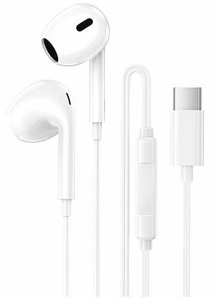 Навушники вкладки borofone bm100 max type-c 14 мм 1.2 м білий abs пластик для смартфонів