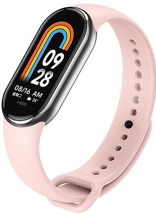 Ремінець силіконовий pink sand для xiaomi mi band 8 9 10 із застібкою pin-and-tuck