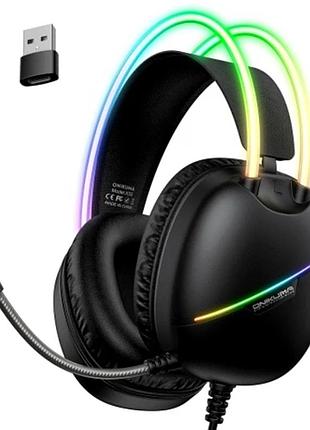 Навушники дротові onikuma x33 black 50 мм 3.5 мм usb rgb для ігор і мультимедіа