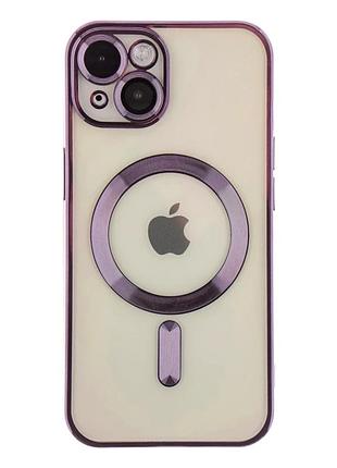 Чехол tpu metallic full camera с magsafe для iphone 14 защитный темно-фиолетовый