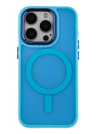 Чехол tpu pc с magsafe для iphone 15 pro защитный с усиленными углами синий